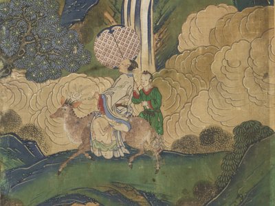 Guest arriving, detail from The Banquet of Seowangmo, c.1800 by Korean School